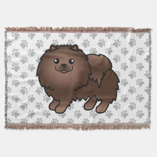 Söt tecknad hund och tass i brun pomeranian filt