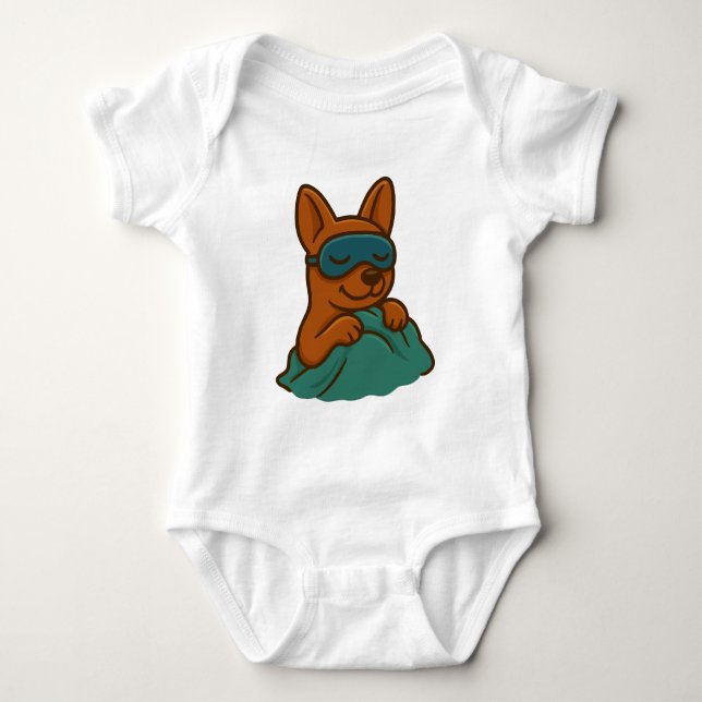 Söt Tecknad Hund Sovande Baby Bodysuit T Shirt (Framsida)