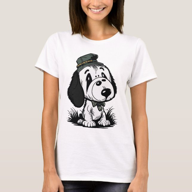 Söt Tecknad Hund T Shirt (Framsida)
