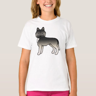 Söt Tecknad Hund T-Shirt i Agouti Siberian Husky