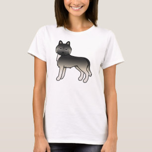 Söt Tecknad Hund T-Shirt i Agouti Siberian Husky