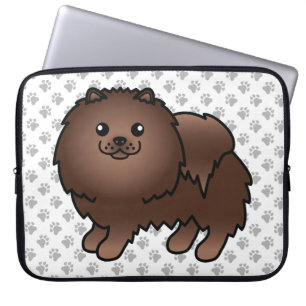 Söt Tecknad Hund & Tassar av Brun Pomeranian Laptop Fodral