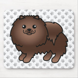 Söt Tecknad Hund & Tassar av Brun Pomeranian Musmatta
