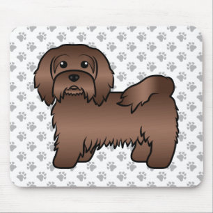 Söt tecknad hundillustration av chokladbrun Havane Musmatta