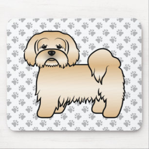 Söt Tecknad Hundillustration av Golden Lhasa Apso Musmatta