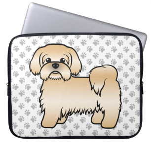 Söt Tecknad Hundillustration av Golden Shih Tzu Laptop Fodral