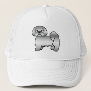 Söt Tecknad Hundillustration av Silver Lhasa Apso Keps