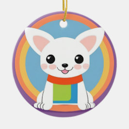 Söt Tecknad Hundillustration Julgransprydnad Keramik