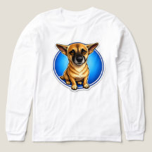 Söt Tecknad Hundillustration Långärmad T-Shirt