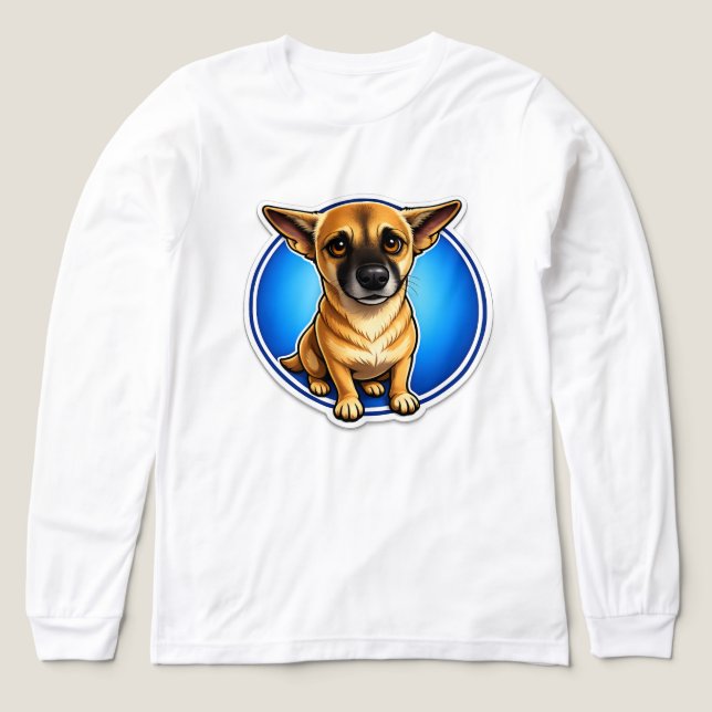 Söt Tecknad Hundillustration Långärmad T-Shirt (Design framsida)