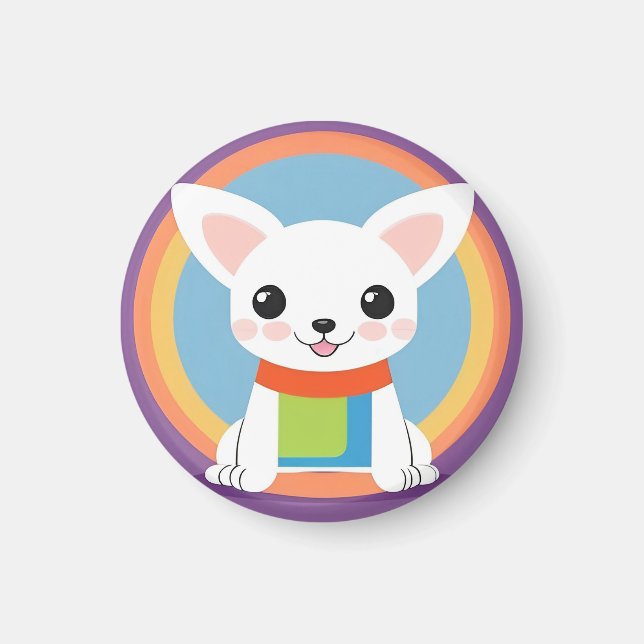 Söt Tecknad Hundillustration Magnet (Framsidan)
