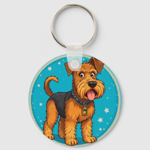 Söt Tecknad Hundillustration Nyckelring