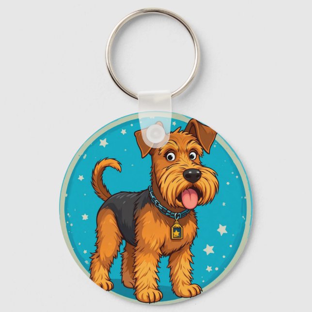 Söt Tecknad Hundillustration Nyckelring (Framsida)