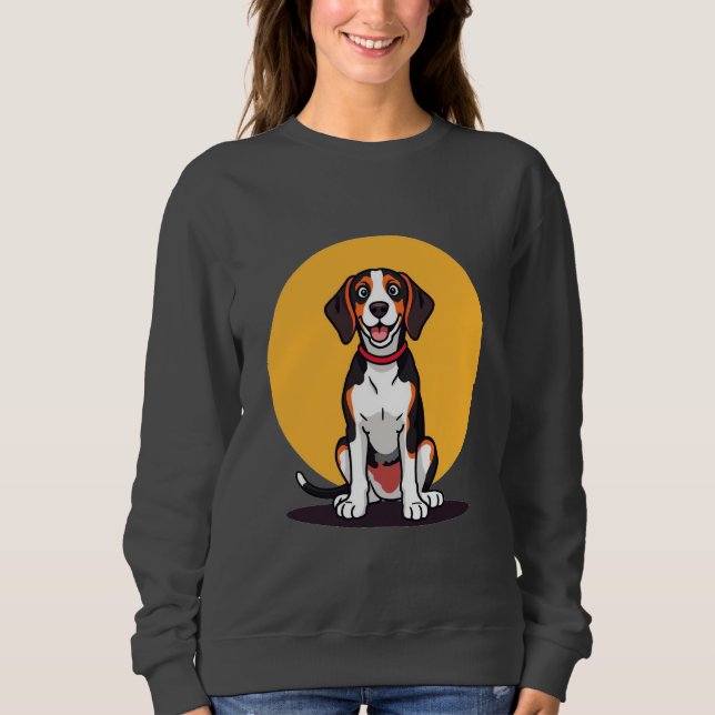 Söt Tecknad Hundillustration T Shirt (Framsida)