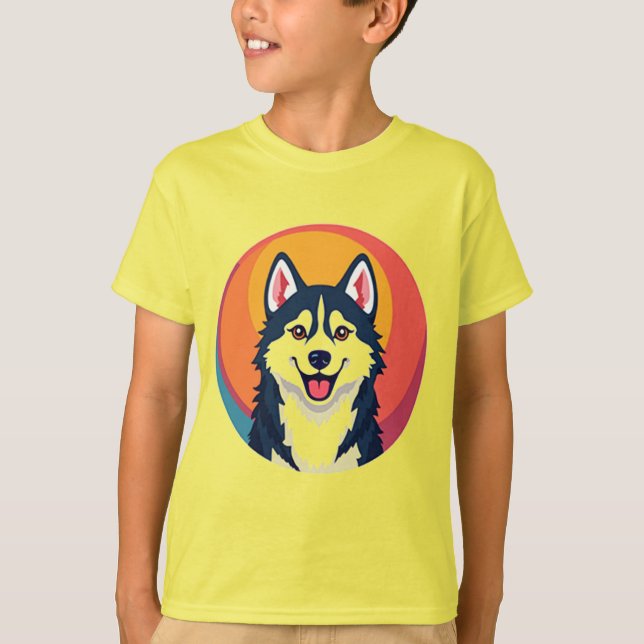 Söt Tecknad Hundillustration T Shirt (Framsida)