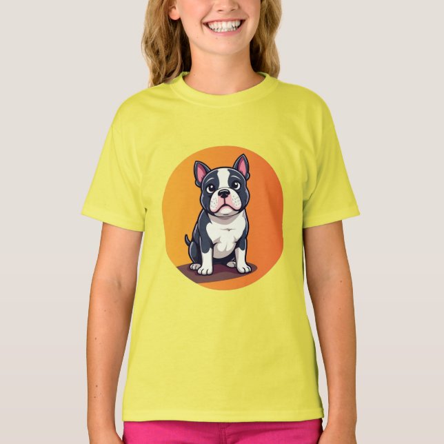 Söt Tecknad Hundillustration T Shirt (Framsida)