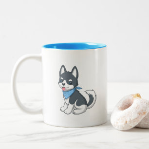 Söt Tecknad Husky Valp Två-Tonad Mugg