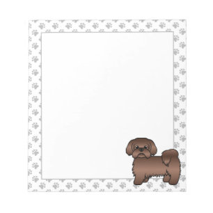 Söt Tecknad Illustration av Lever Brun Shih Tzu Hu Anteckningsblock