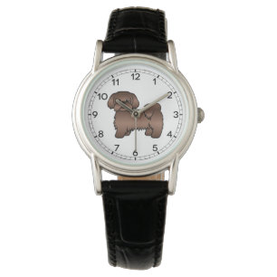 Söt Tecknad Illustration av Lever Brun Shih Tzu Hu Armbandsur