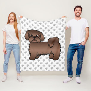 Söt Tecknad Illustration av Lever Brun Shih Tzu Hu Fleecefilt