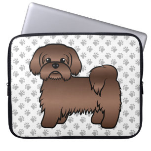 Söt Tecknad Illustration av Lever Brun Shih Tzu Hu Laptop Fodral