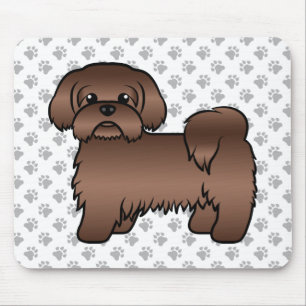 Söt Tecknad Illustration av Lever Brun Shih Tzu Hu Musmatta
