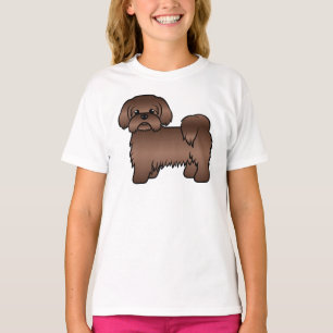Söt Tecknad Illustration av Lever Brun Shih Tzu Hu T Shirt