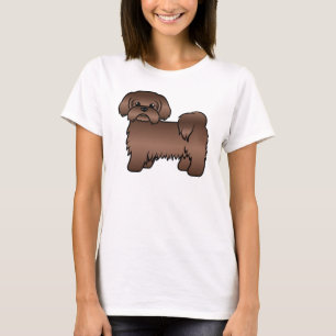 Söt Tecknad Illustration av Leverbrun Shih Tzu Hun T Shirt