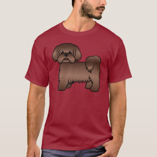 Söt Tecknad Illustration av Leverbrun Shih Tzu Hun T Shirt