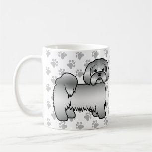 Söt Tecknad Illustration av Silver Lhasa Apso Hund Kaffemugg