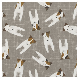 söt tecknad JRT Jack Russell hundar mönster greige Tyg