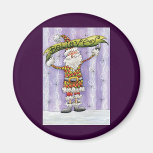 Söt tecknad jul, jag tror på tomte magnet