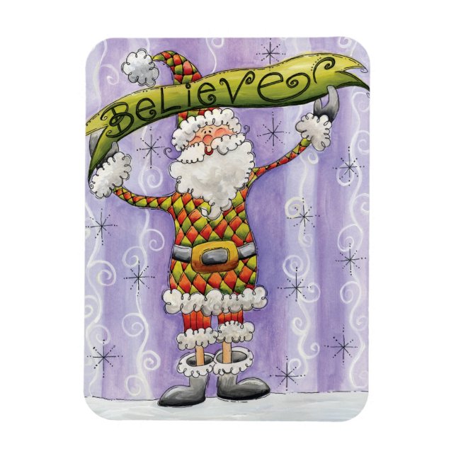 Söt tecknad jul, jag tror på tomte magnet (Vertikal)