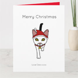 Söt tecknad jul Santa Katt Kort