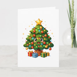 Söt tecknad julgradsprydnad kort