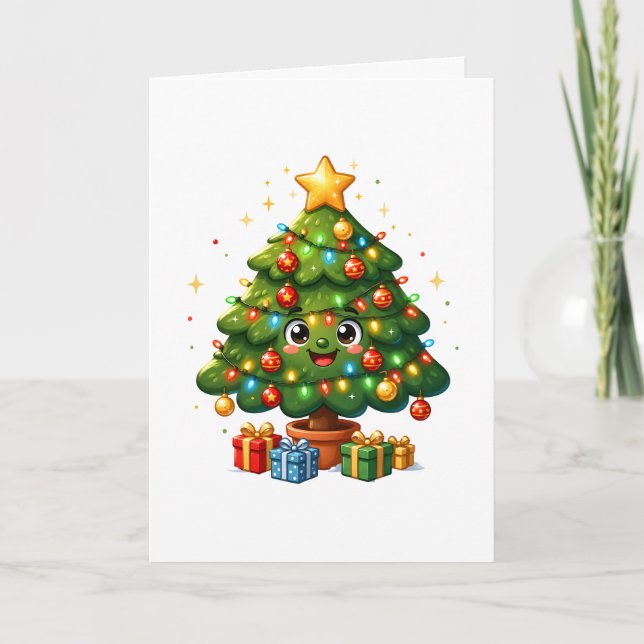 Söt tecknad julgradsprydnad kort (Framsida)