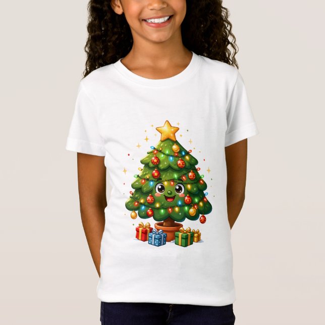 Söt tecknad julgransprydnad t shirt (Framsida)