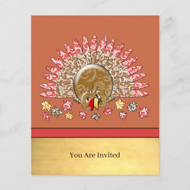 Söt tecknad kalkon för Thanksgiving Flygblad (Framsidan)