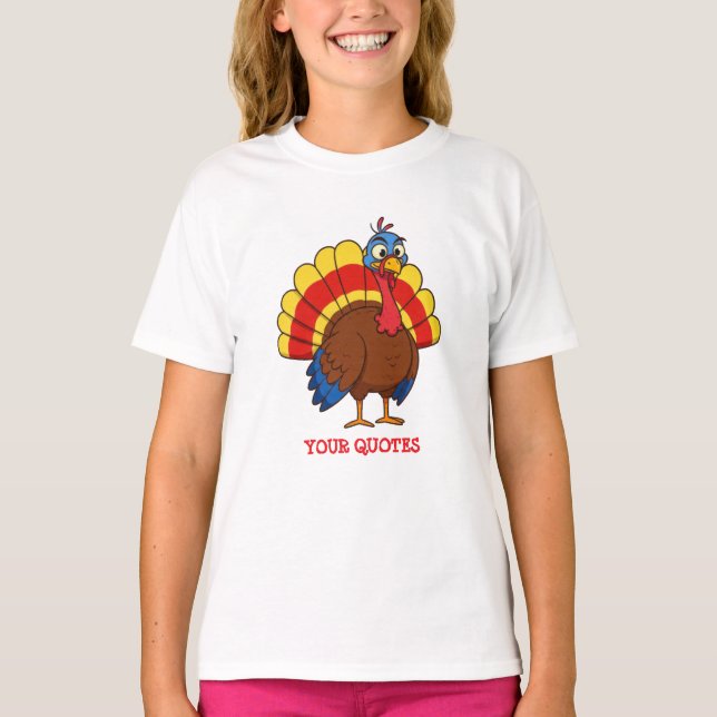 Söt tecknad kalkon t shirt (Framsida)