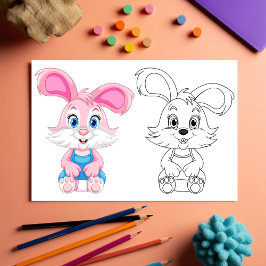 Söt tecknad kanin målarbild reklamblad