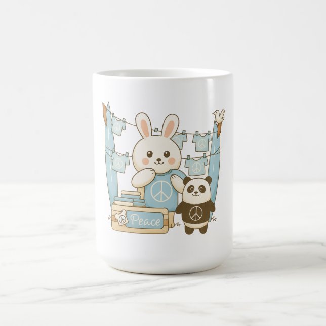 Söt tecknad kanin panda kaffemugg (Center)