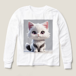 Söt Tecknad Katt Barn T-Shirt – Mjuk Bomullskomfor