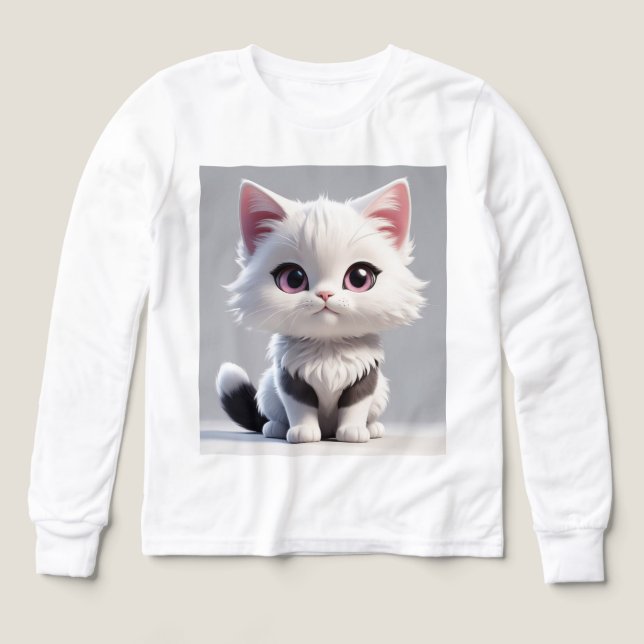 Söt Tecknad Katt Barn T-Shirt – Mjuk Bomullskomfor (Design framsida)