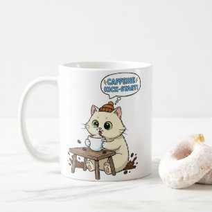 Söt Tecknad Katt Kaffeälskare Mugg