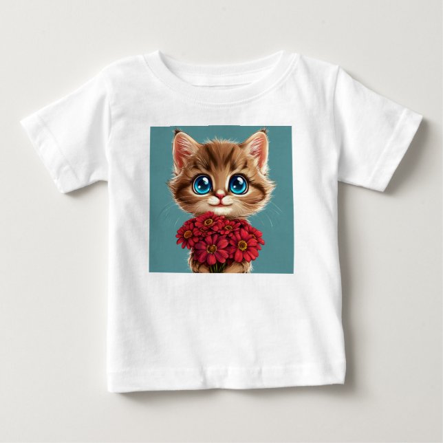 Söt tecknad katt t shirt (Framsida)