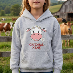 Söt Tecknad Ko Anpassad Namn Gårdsdjur Hoodie T Shirt