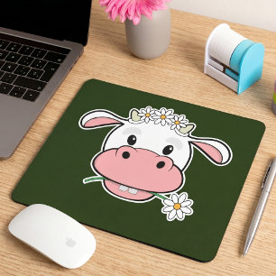 Söt Tecknad Ko Kawaii Gårdsdjur Musmatt Musmatta