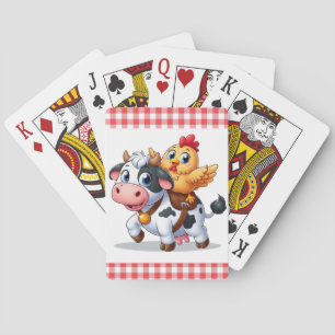 Söt tecknad ko/kyckling casinokort