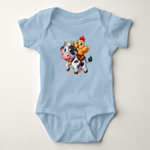 Söt tecknad ko/kyckling t shirt