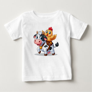 Söt tecknad ko/kyckling t shirt